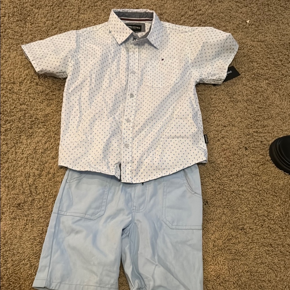 Kenneth Cole New York Blue Button Down Shirt with Subtle Pattern